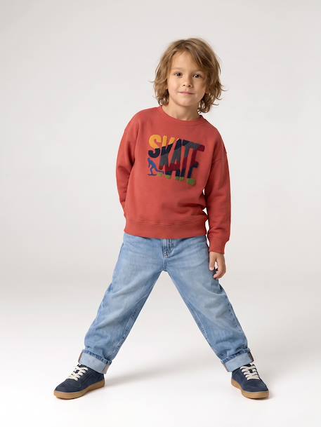 Crewneck sweatshirt for boys navy blue+tomato red - vertbaudet enfant 