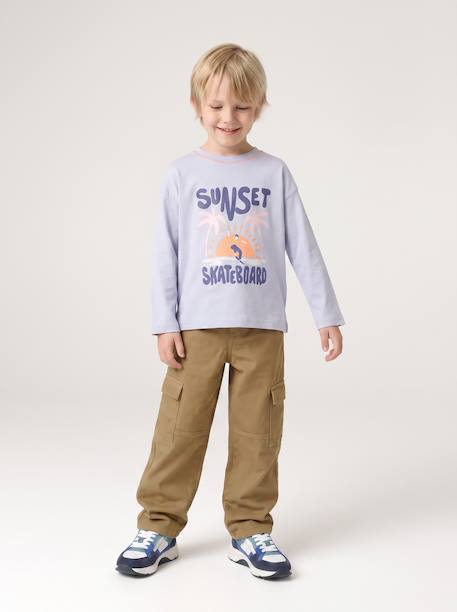 Pantalon battle garçon bleu jean+olive - vertbaudet enfant 