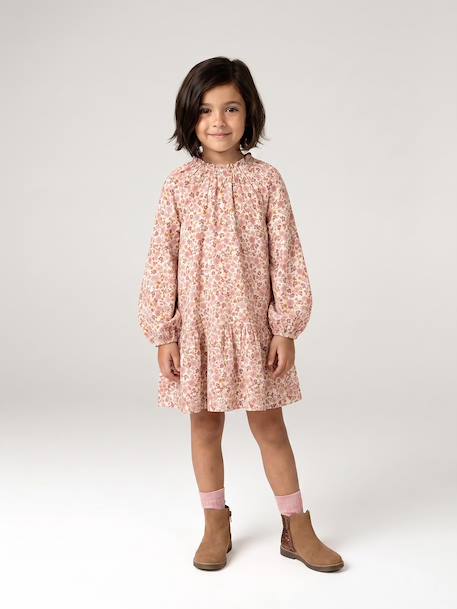 Short dress for girls ecru+khaki - vertbaudet enfant 
