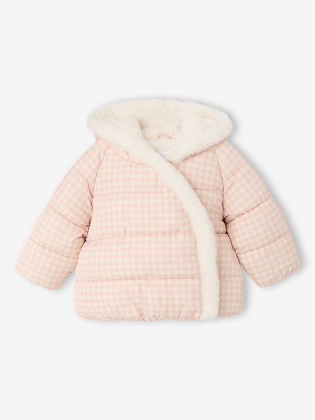 Hooded puffer jacket for baby girls crystal blue+rosy - vertbaudet enfant 