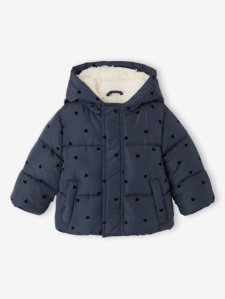 Hooded puffer jacket for baby girls night blue - vertbaudet enfant 
