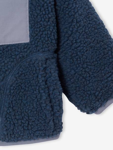 Sherpa hooded zip-up jacket for baby boys blue - vertbaudet enfant 