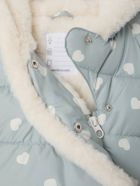 Hooded puffer jacket for baby girls crystal blue+rosy - vertbaudet enfant 