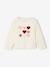 Long Sleeve T-Shirt with Heart in Relief, for Girls blush+ecru+green+white - vertbaudet enfant 