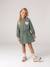 Short hooded dress for girls green+marl grey+navy blue - vertbaudet enfant 