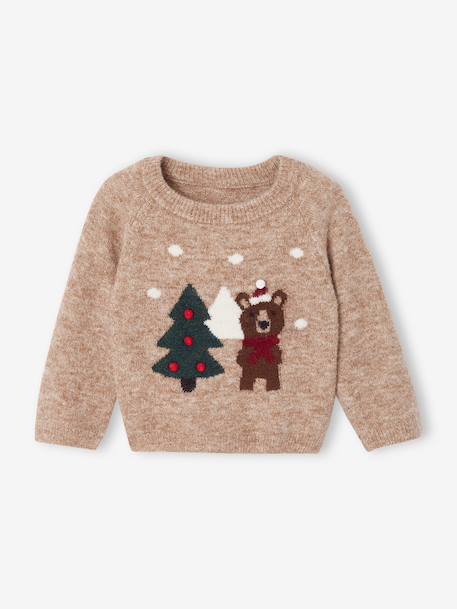 Christmas knit jumper for baby boys marl beige - vertbaudet enfant 