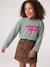 Long-sleeved T-shirt for girls green+ink blue+pale pink - vertbaudet enfant 