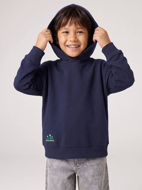 Sweat à capuche garçon marine+rouge chiné - vertbaudet enfant 
