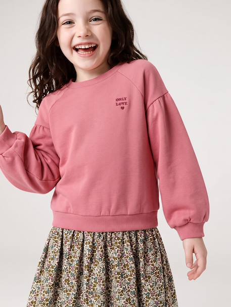 Dual Fabric Dress for Girls anthracite+ecru+mauve+sage green - vertbaudet enfant 
