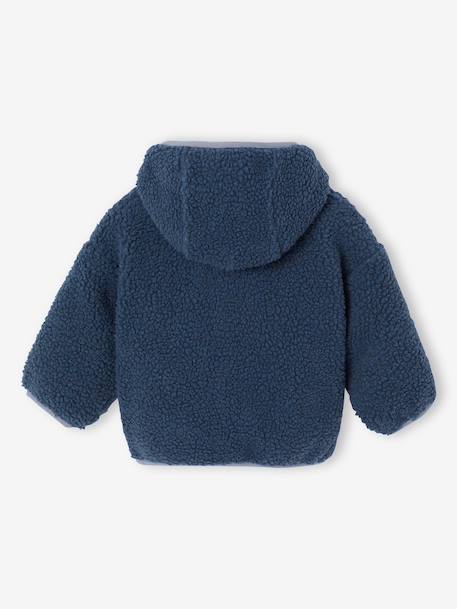 Blouson bébé garçon sherpa à capuche zippé bleu - vertbaudet enfant 