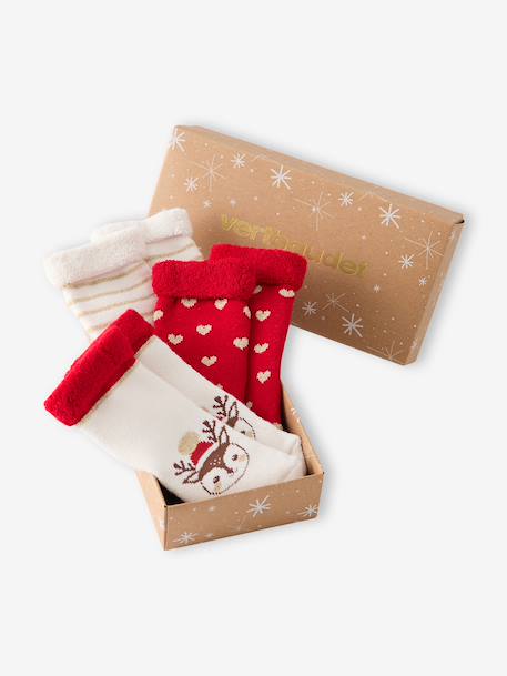 Pack of 3 Christmas socks for baby girls ecru - vertbaudet enfant 