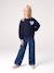 Jean large fille brodé bleu foncé+bleu jean+bleu moyen+denim bleached - vertbaudet enfant 
