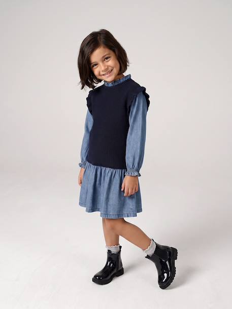 2-in-1 Dress for Girls navy blue - vertbaudet enfant 