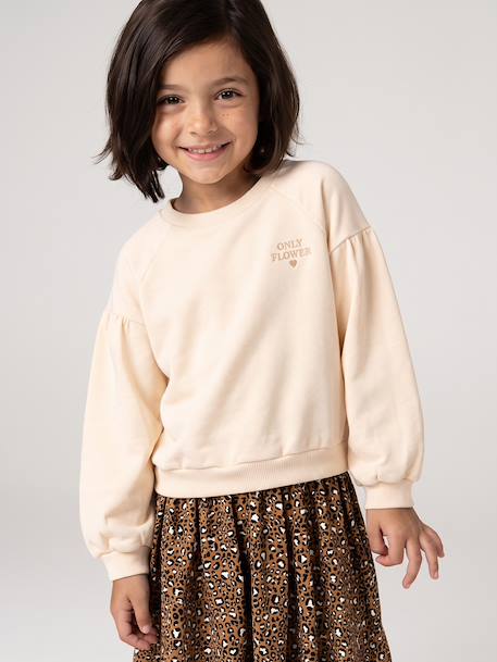 Dual Fabric Dress for Girls anthracite+ecru+mauve+sage green - vertbaudet enfant 
