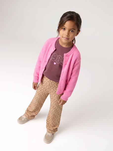 Button-through cardigan with long sleeves for girls blue+bordeaux red+rose - vertbaudet enfant 