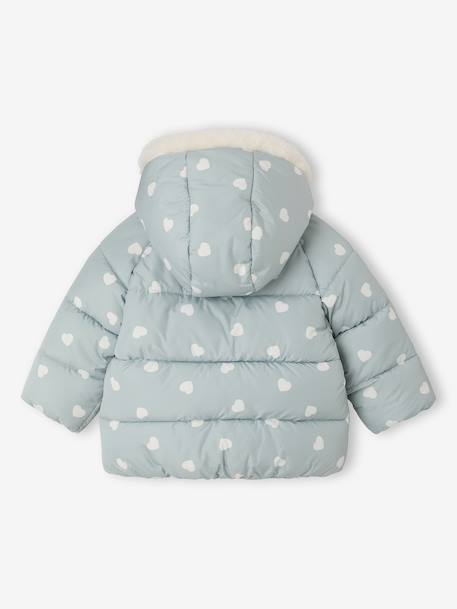 Hooded puffer jacket for baby girls crystal blue+rosy - vertbaudet enfant 