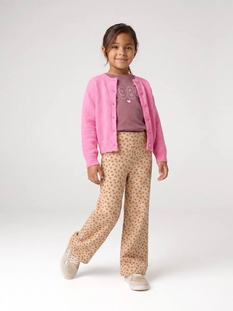 Button-through cardigan with long sleeves for girls blue+bordeaux red+rose - vertbaudet enfant 