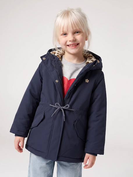 3-in-1 detachable parka for girls blush+navy blue - vertbaudet enfant 