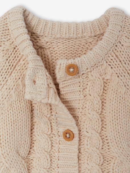 Cable knit cardigan for baby boys marl beige - vertbaudet enfant 