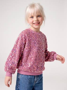 Sequinned Sweatshirt for Girls - vertbaudet enfant