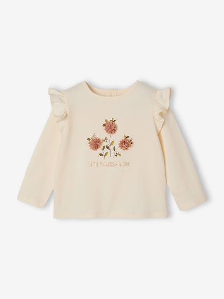 Long-sleeved T-shirt for baby girls ecru - vertbaudet enfant 