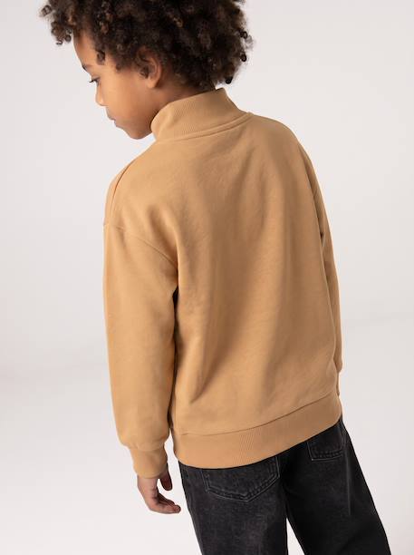 Sweatshirt with trucker collar for boys peacock blue+yellow - vertbaudet enfant 
