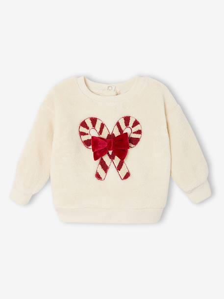 Sweat Noël bébé fille sherpa vanille - vertbaudet enfant 