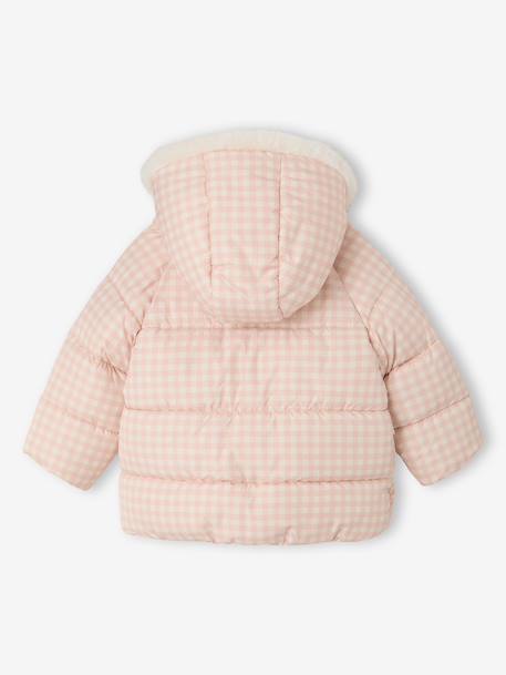 Hooded puffer jacket for baby girls crystal blue+rosy - vertbaudet enfant 
