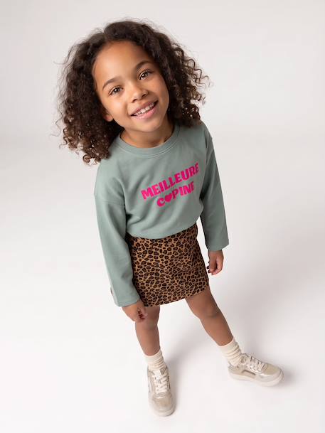 Long-sleeved T-shirt for girls green+ink blue+pale pink - vertbaudet enfant 