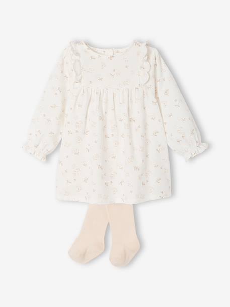 Ensemble robe et collants bébé fille écru - vertbaudet enfant 