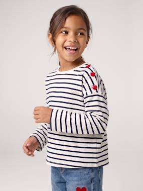 T-shirt marinière manches longues fille - vertbaudet enfant