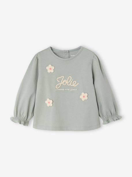 Long-sleeved T-shirt for baby girls crystal blue - vertbaudet enfant 