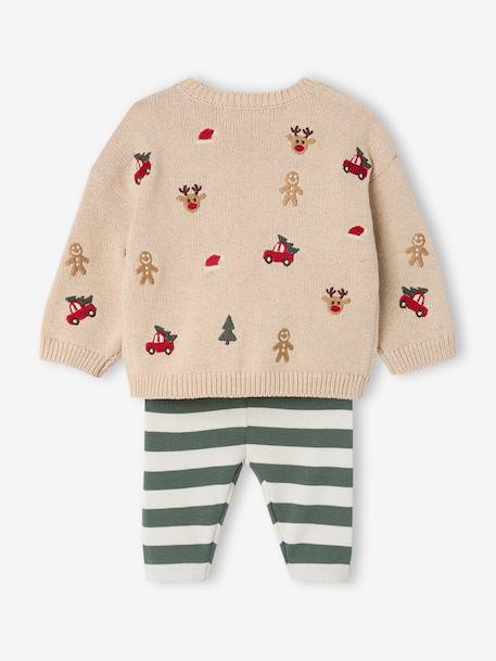 Knitted jumper and trousers set for baby boys marl beige - vertbaudet enfant 