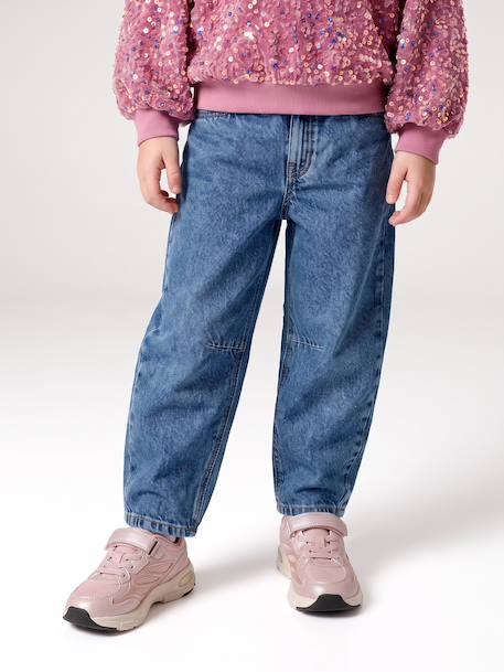 Balloon jeans for girls bleached denim+medium blue - vertbaudet enfant 