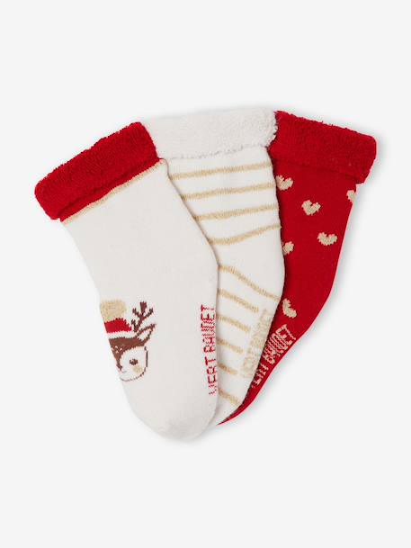 Lot de 3 chaussettes noël écru - vertbaudet enfant 