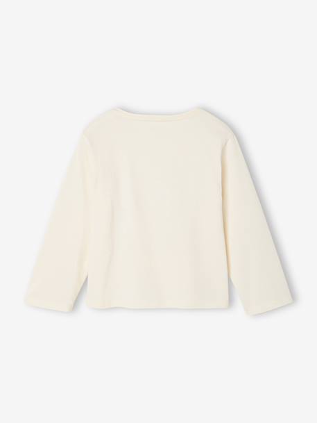 Long Sleeve T-Shirt with Heart in Relief, for Girls blush+ecru+green+white - vertbaudet enfant 