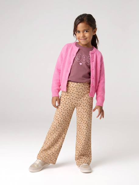 Button-through cardigan with long sleeves for girls blue+bordeaux red+rose - vertbaudet enfant 