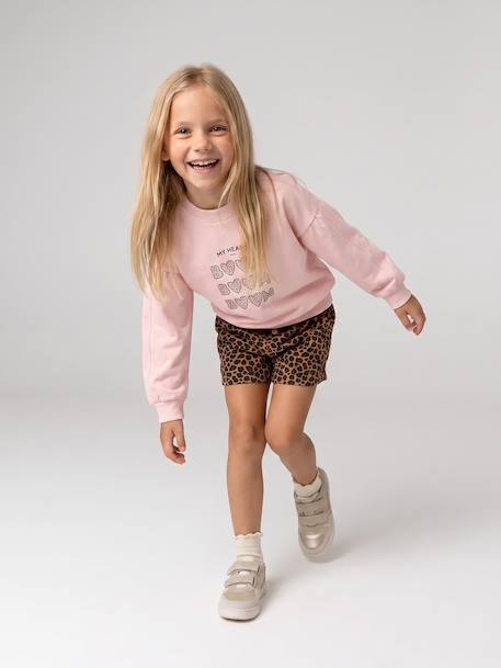 Sweat fille col rond mauve+rose pâle - vertbaudet enfant 