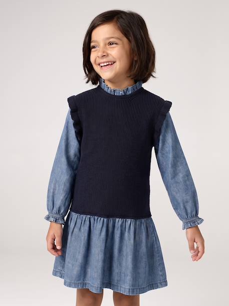 2-in-1 Dress for Girls navy blue - vertbaudet enfant 