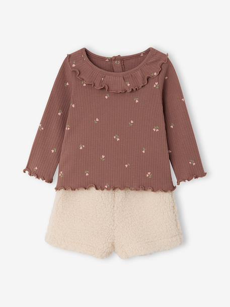 T-shirt and shorts set for baby girls chocolate - vertbaudet enfant 