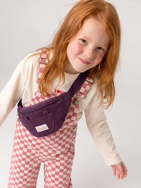 Corduroy Bumbag with Cat Design for Girls blush+double stone+pale blue+plum+vanilla - vertbaudet enfant 
