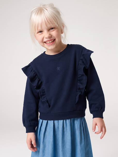 Robe manches longues fille écru+marine - vertbaudet enfant 