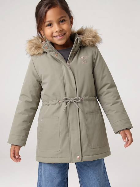 3-in-1 Parka with Hood for Girls black+GREEN DARK SOLID+khaki+PURPLE MEDIUM SOLID+sage - vertbaudet enfant 