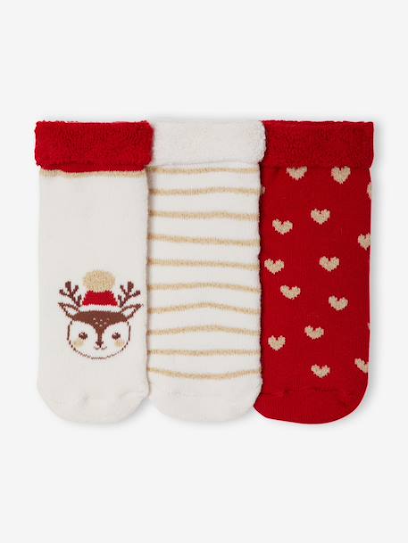 Pack of 3 Christmas socks for baby girls ecru - vertbaudet enfant 