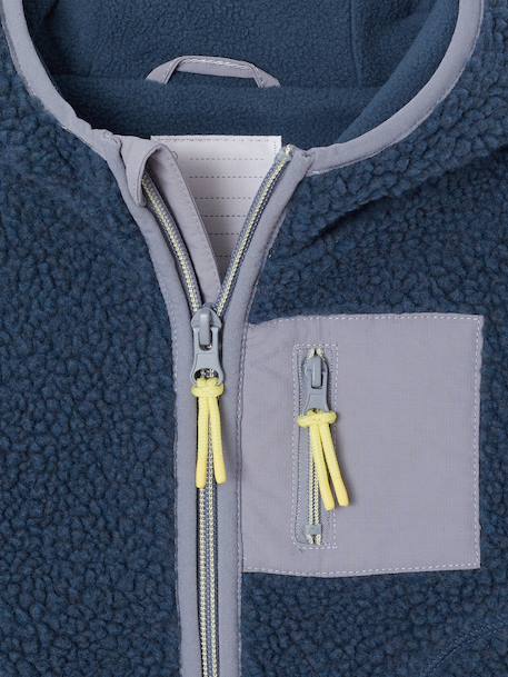 Blouson bébé garçon sherpa à capuche zippé bleu - vertbaudet enfant 