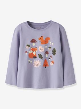 Girls-Tops-T-Shirts-Long-sleeved T-shirt with animal motifs Name It for girls