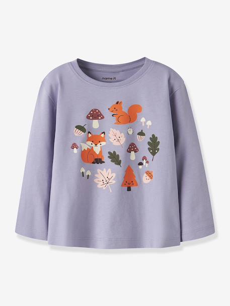 T-shirt manches longues à motifs animaux fille name it bleu foncé+écru+lavande+mauve - vertbaudet enfant 