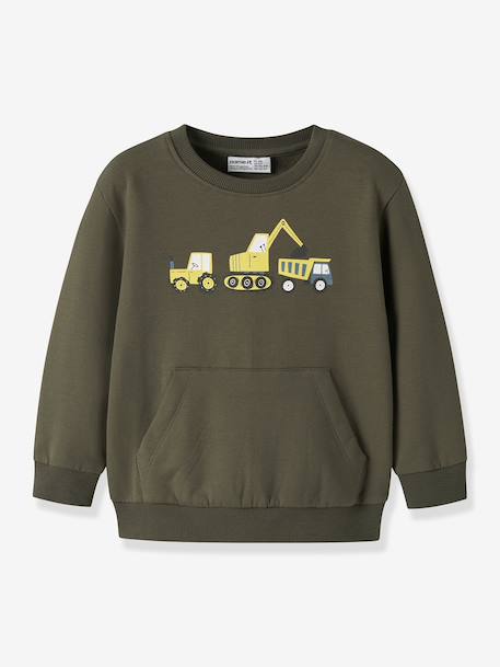 Sweat garçon motifs pelleteuse ou tracteur name it bleu foncé+gris+olive - vertbaudet enfant 