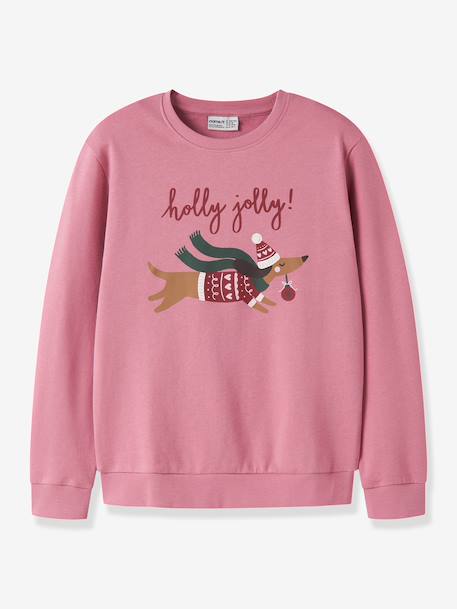 Christmas sweatshirt Name It for girls bordeaux red+oat+sweet pink - vertbaudet enfant 