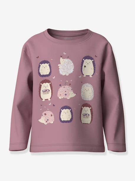 T-shirt manches longues à motifs animaux fille name it bleu foncé+écru+lavande+mauve - vertbaudet enfant 